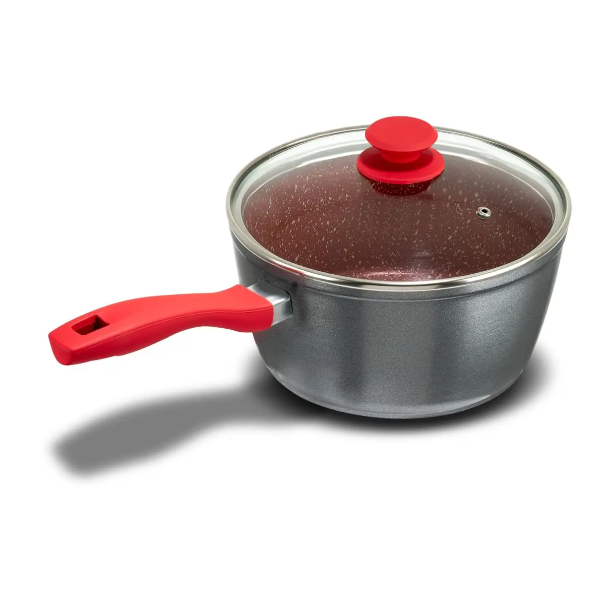 Philco Panela PPN22A Redstone com Tampa de Vidro 3L Antiaderente Cinza com Vermelho