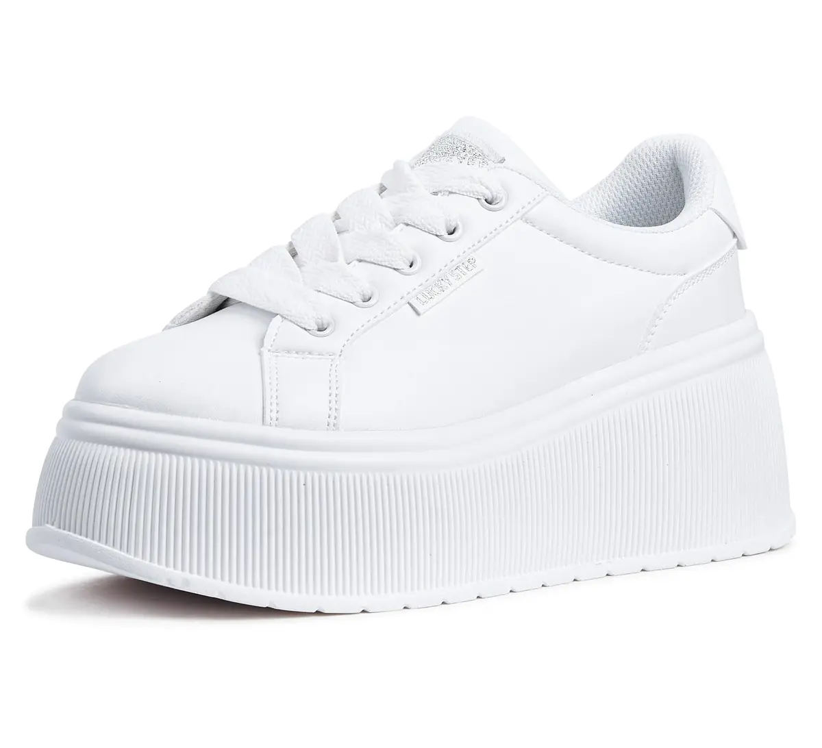 LUCKY STEP Tênis Plataforma Feminino Clássico Cunha Lona Casual Cano Baixo Retrô para Caminhada