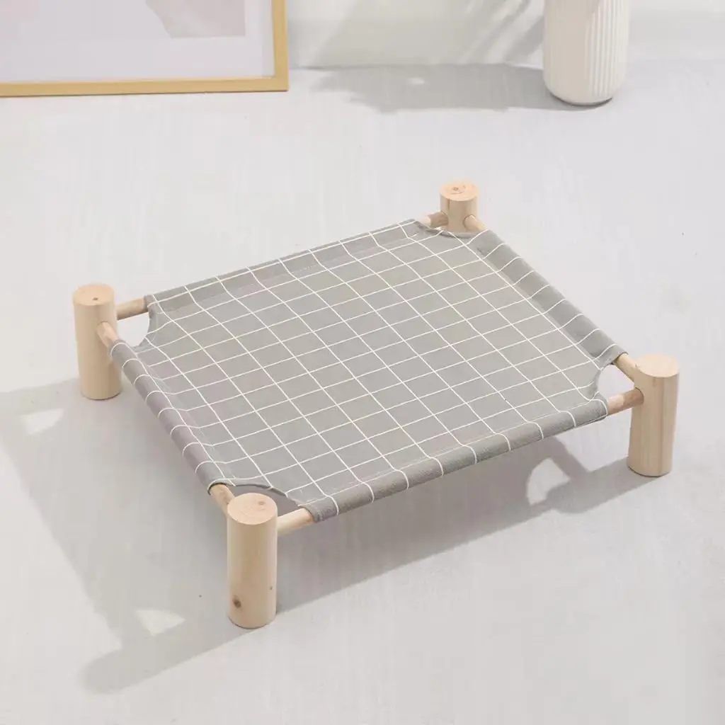 Cama Suspensa Para Cachorros Grande Cama Pet Elevada Respirável Impermeável Lavável Com Estrutura Reforçada Para Uso Interno E Externo(Xadrez Cinza,G) - 1