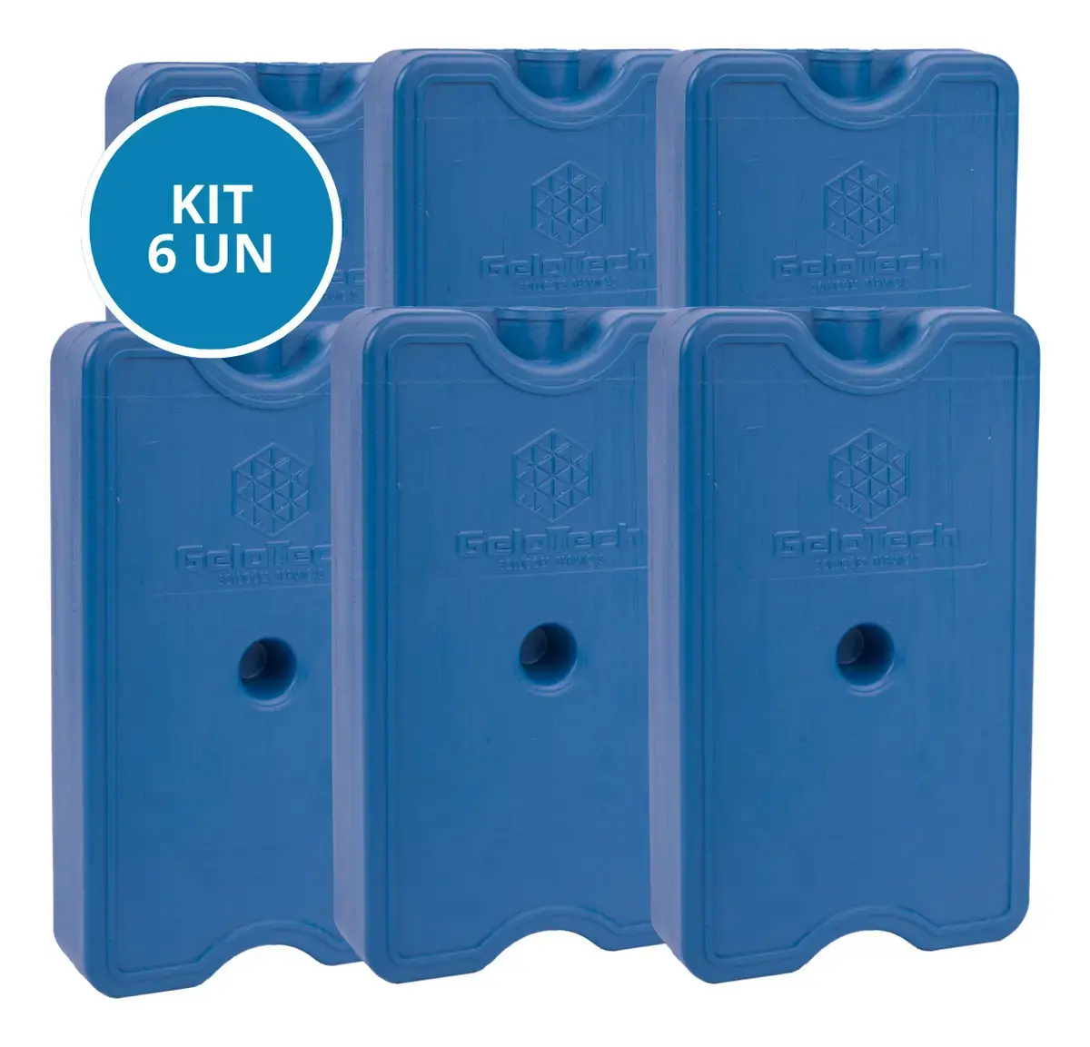 KIT 6 Gelo Gel Artificial Reutilizável Rígido 500ml Gelotech Cooler Caixa Térmica Isopor Transporte Alimentos Bebidas
