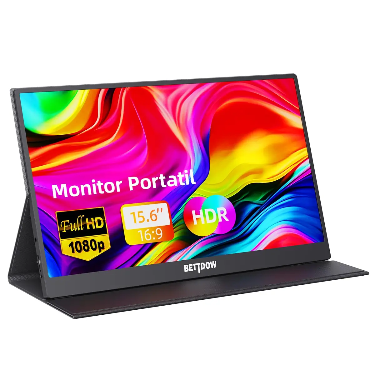 Bettdow Monitor Portatil 15,6'', FHD 1080P Monitor Portátil Conectado Com USB C Dupla/HDMI, IPS Extensor De Tela para Notebook com VESA e Funda Inteligente magnético, Plug and Play