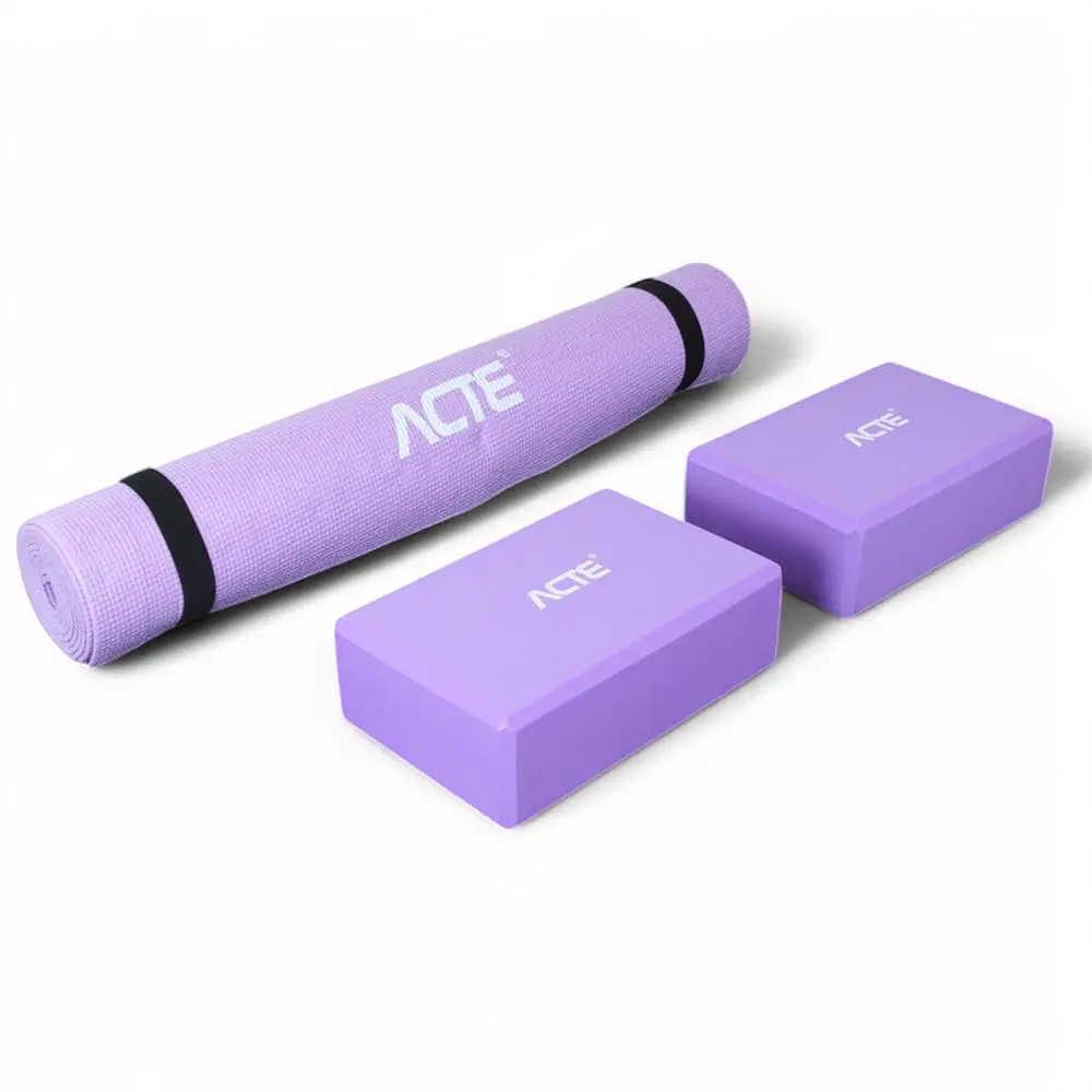 Acte, Kit de Yoga I Tapete Antiderrapante Blocos de EVA Pilates, T400