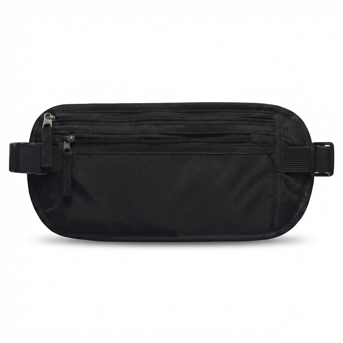 Pochete Doleira Antifurto de Viagem Slim Preto com Cinto Elástico Ajustável Dois Bolsos Discreta e Confortável
