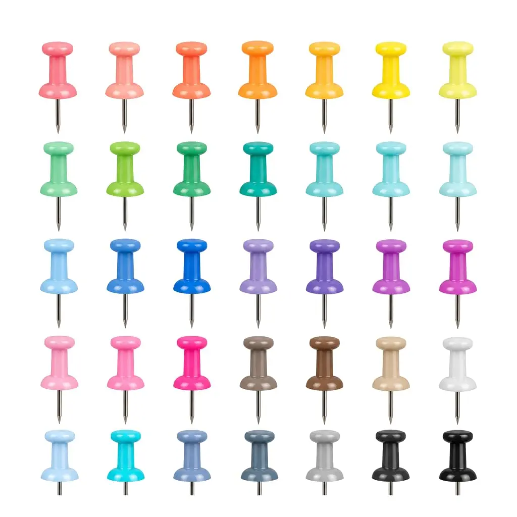 Percevejo Colorido 35 Peças Tachinha Plástica para Mural e Quadro