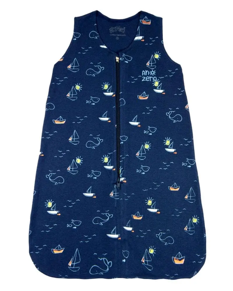 Saco de Dormir para Bebê Pijama Suedine de Algodão Fio 40 Estampado Barquinhos - Marinho