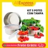 [NO APP] Jogo 5 Potes Tigelas em Inox Alumínio Com Tampa Redondo  - 1