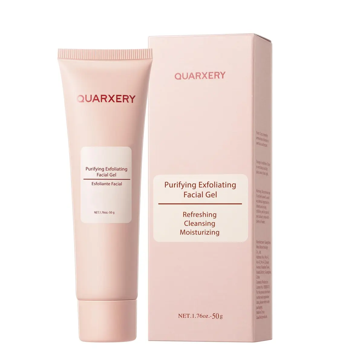 QUARXERY Gel Esfoliante Facial Purificante – Esfoliante Suave Hidratante com Niacinamida e Vitamina E, Limpeza Profunda Remove Células Mortas e Impurezas, Desobstrui os Poros, Para Todos os Tipos de Pele