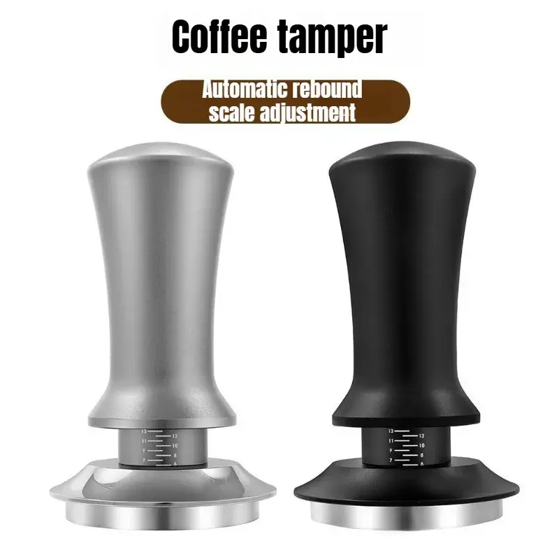 Tamper de Café Preto 51/53/58mm com Base de Aço Inoxidável, Ferramenta Profissional para Máquina de Café e Barista