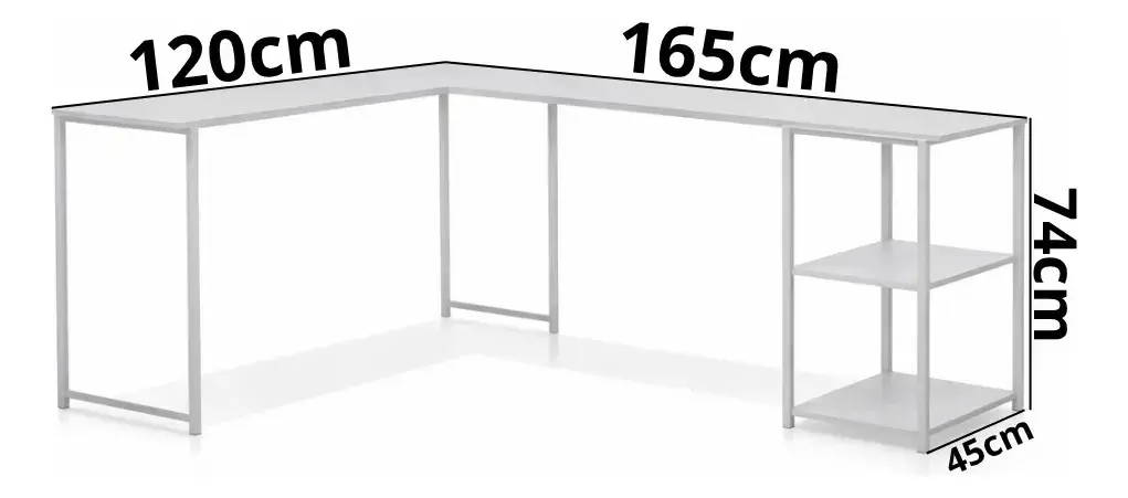 Mesa Escrivaninha Estilo Industrial Em L Com Prateleiras Klm Store thumbnail 4