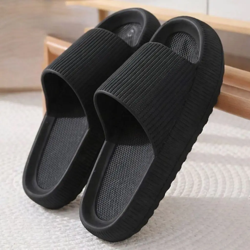 Slide Masculino Tipo Nuvem Preto Ortopédico Confortável Secagem Rápida - 1