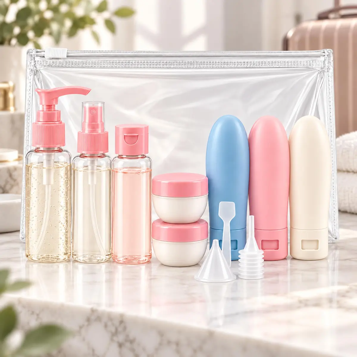 Kit Frascos para Viagem 11 Peças com Necessaire para Shampoo e Cosméticos - 1