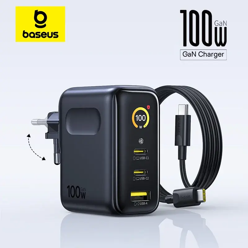 Carregador rápido baseus 100w para iphone 17 16, xiaomi, samsung, laptop, tablet, carregador pd, carregador de telefone usb - 1