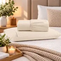 Jogo de Cama Lençol Solteiro Pluma Percal 180 Fios 2 Peças 100% Algodão - Palha - 1