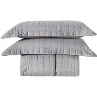 Kit Cobre Leito Milano King Micropercal 300 Fios Matelado Colcha 3 Peças Cinza - 1