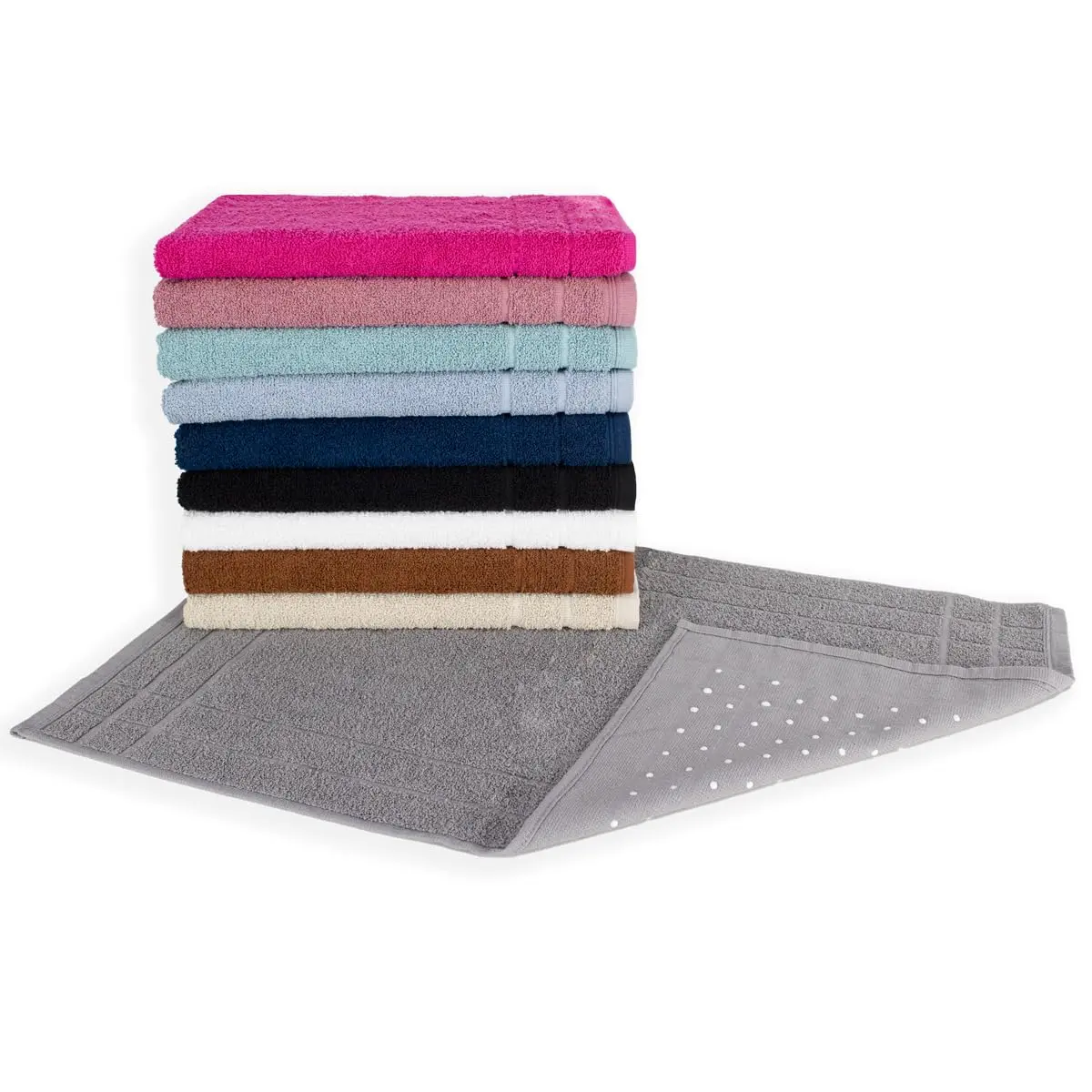 Kit 05 Tapetes para Banheiro Com Antiderrapante Grosso 550g/m² 45x70cm 100% Algodão - Sortido