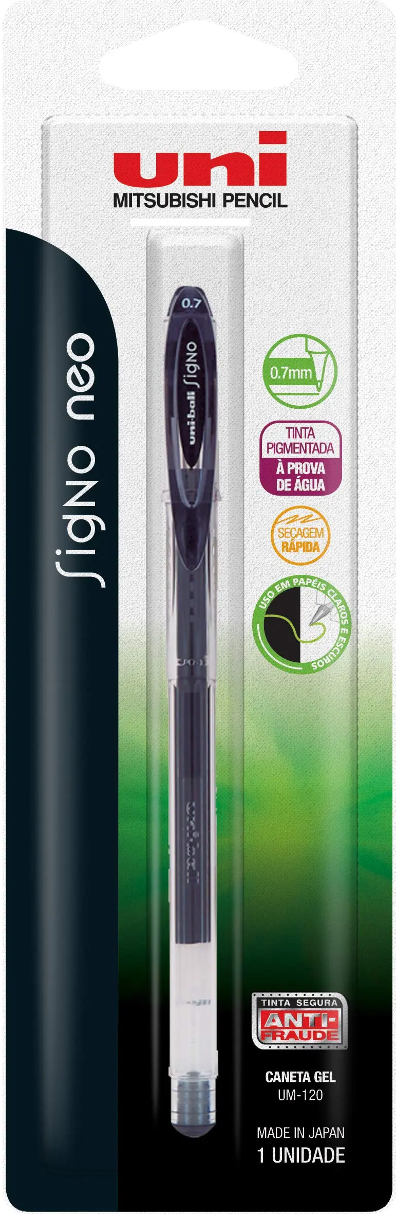 Uni-ball Signo NEO UM-120 Caneta Gel - Preta - Blister c/1 unidade