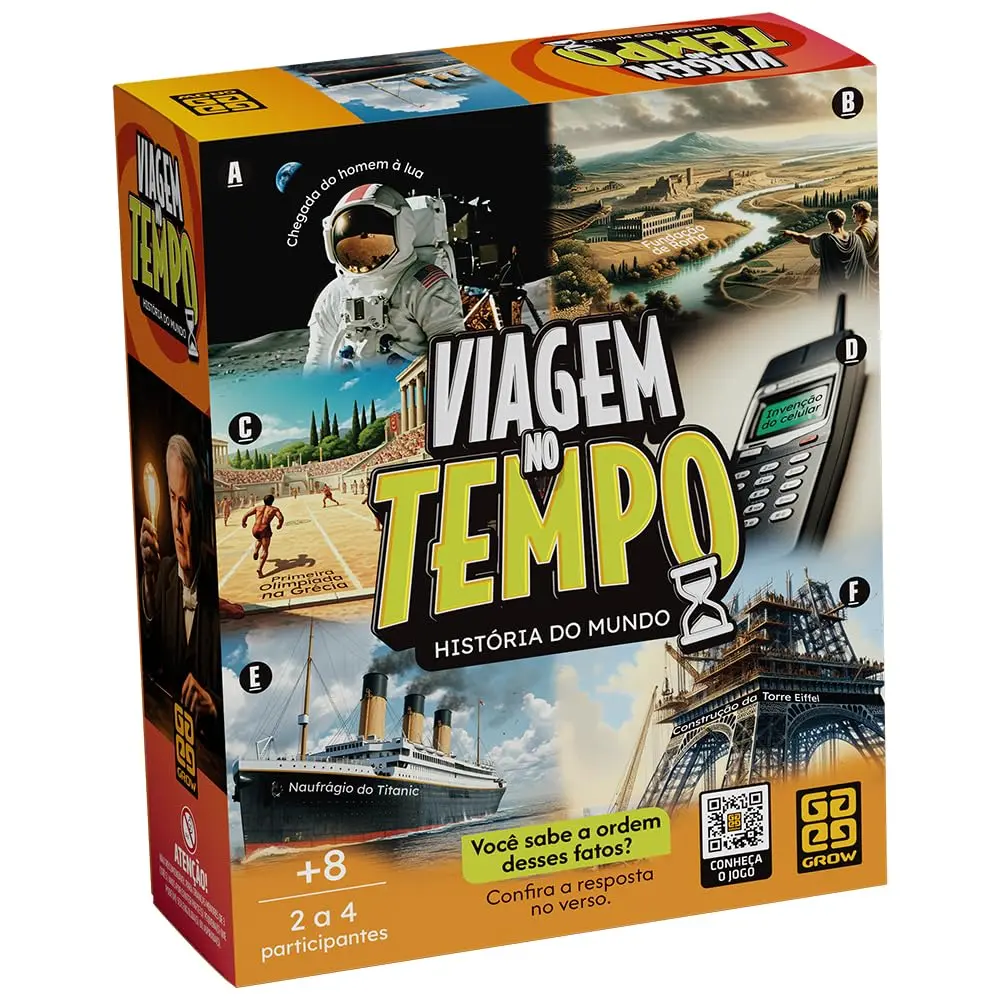 Jogo VIAGEM NO TEMPO, 2 a 4 Jogadores a partir de 8 anos Grow