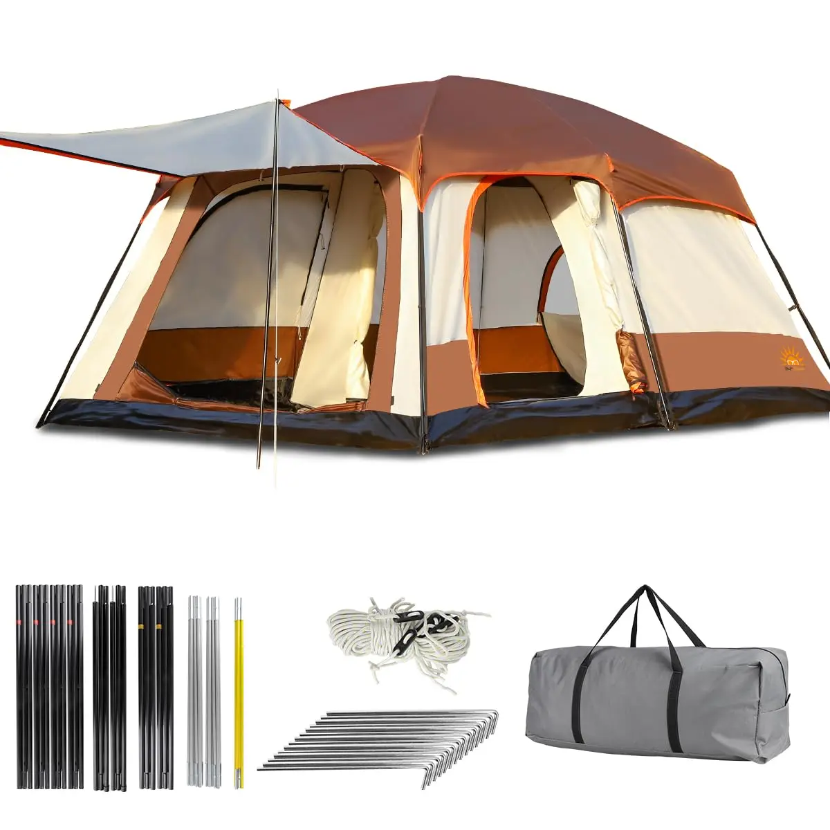 New Hawaii Barraca de Camping Família Acampamento 8/9/10 Pessoas Dupla Camada Impermeável no Topo, 2 Quartos 1 Sala de Estar, Tenda Família à Prova D'água