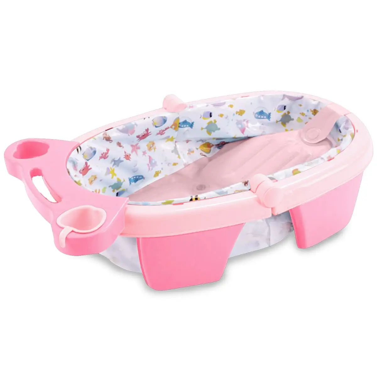 MaxiBaby Banheira de Bebê Inflável e Portátil AirPlus, Dobrável, capacidade 36 litros, Base Antiderrapante e Bandeja Removível (Até 18kgs), Rosa