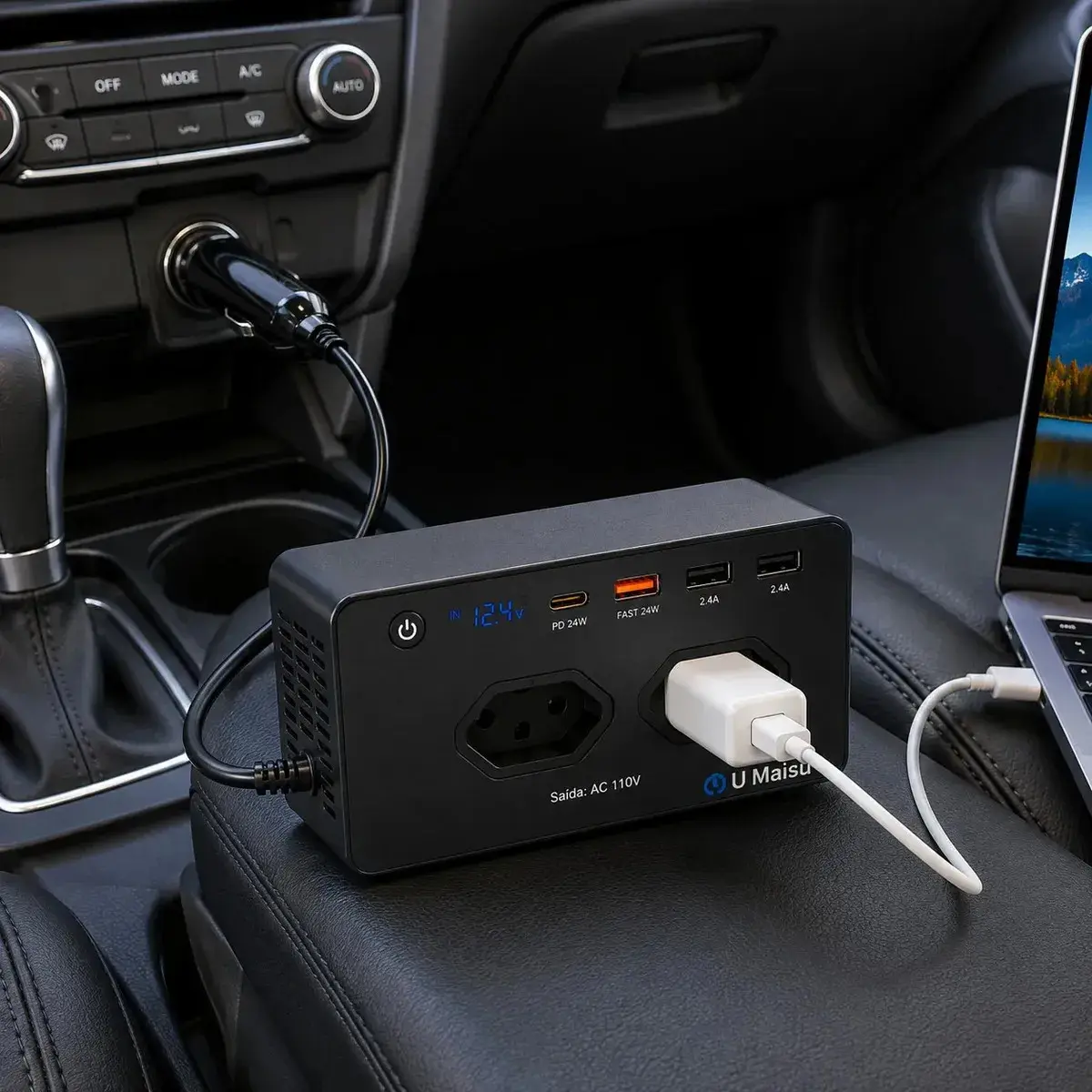 Inversor De Tensão Veicular 12v Para E 300w Automotivo Com Usb E Tomada Para Carro Starlink thumbnail 6