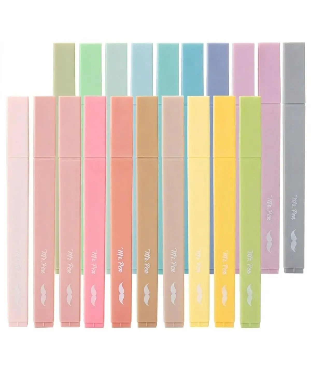 Mr. Pen - Marcadores de texto, 20 peças, ponta de cinzel, cores pastel, marcadores de texto da Bíblia pastel sem sangramento, cores sortidas, conjunto de marca-texto pastel,