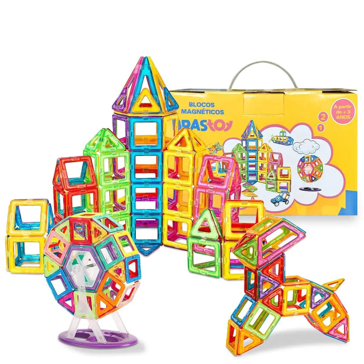Brastoy Blocos de Montar Magnéticos Construção Infantil Brinquedo Educativo (120 Peças Roda-gigante) - 1