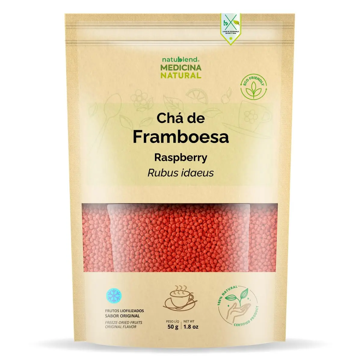 Chá de Framboesa, Frutos Liofilizados Granulados, Medicina Natural, 50g