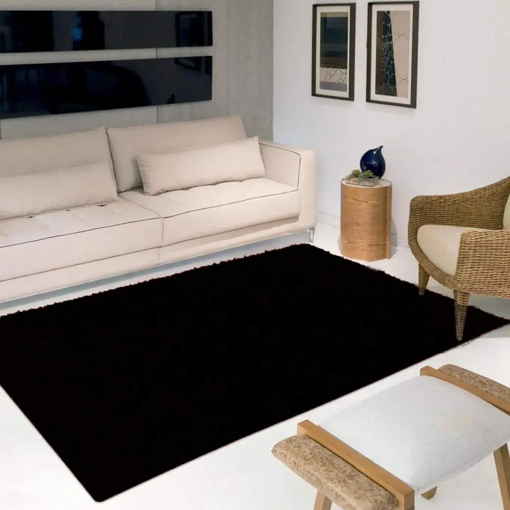 Tapete Liso para Sala e Quarto Soft Peludo Casa Dona 150x200cm Preto - 1