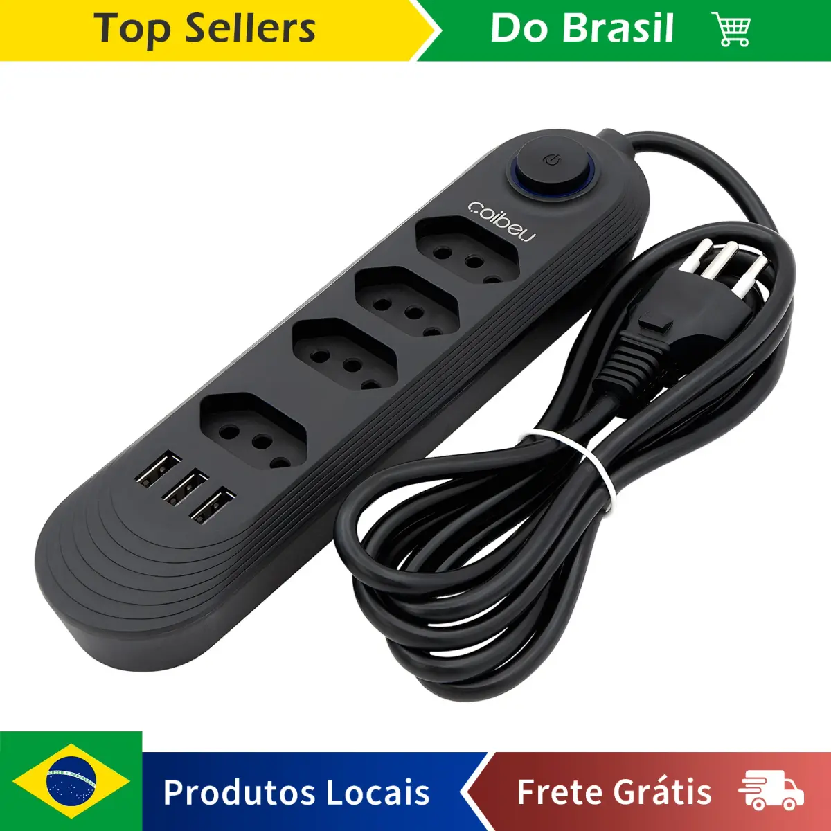 Regua Tomadas de Energia,Extensão Tomada,Extensão Elétrica,Tomada Usb,Do Brasil,Extensao Eletrica,Filtro de Linha Para Pc,10A - 1