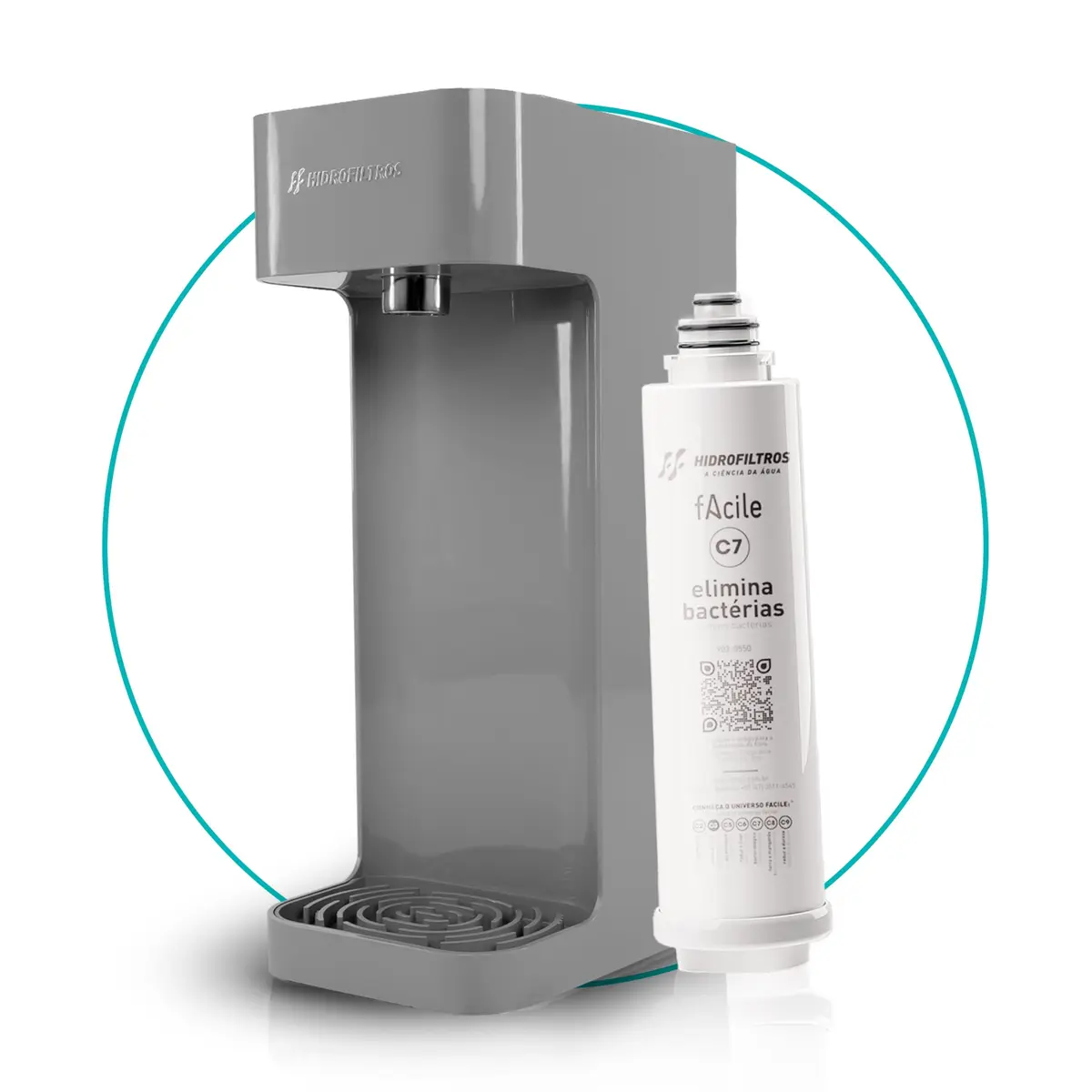 Hidrofiltros - Purificador de Água Facile com Refil C7 Elimina 99,9% das Bactérias Cor Cinza Hidrofiltros