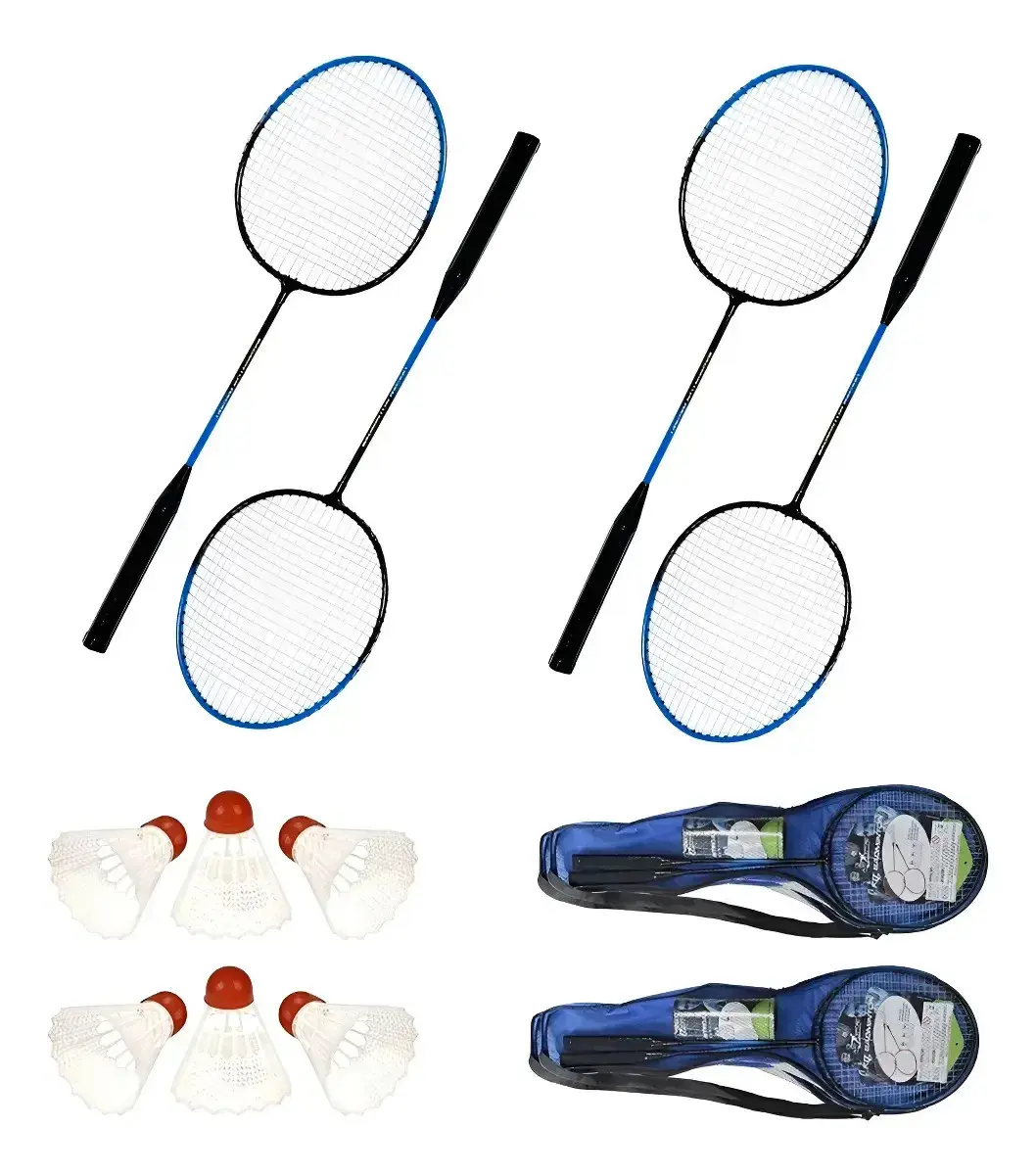 Kit Badminton Completo 4 Raquetes 4 Petecas Bolsas Lazer thumbnail 8