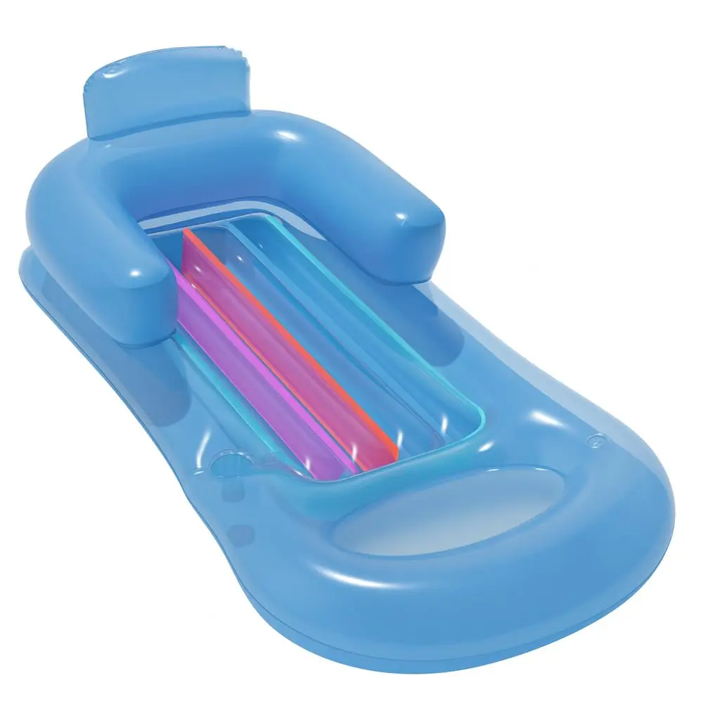 Colchão Inflável Bronzeador com Encosto e Apoio de Cabeça | PVC resistente, dobrável e portátil para praia, piscina e área externa - 1