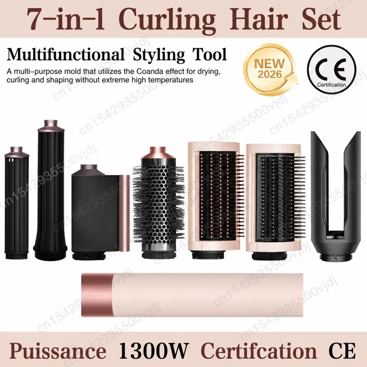 Modelador de cabelo multifuncional 6 em 1, cuidado capilar de alta velocidade com 110.000 RPM, secador de cabelo iônico, secagem rápida, conjunto de ondulação automática.