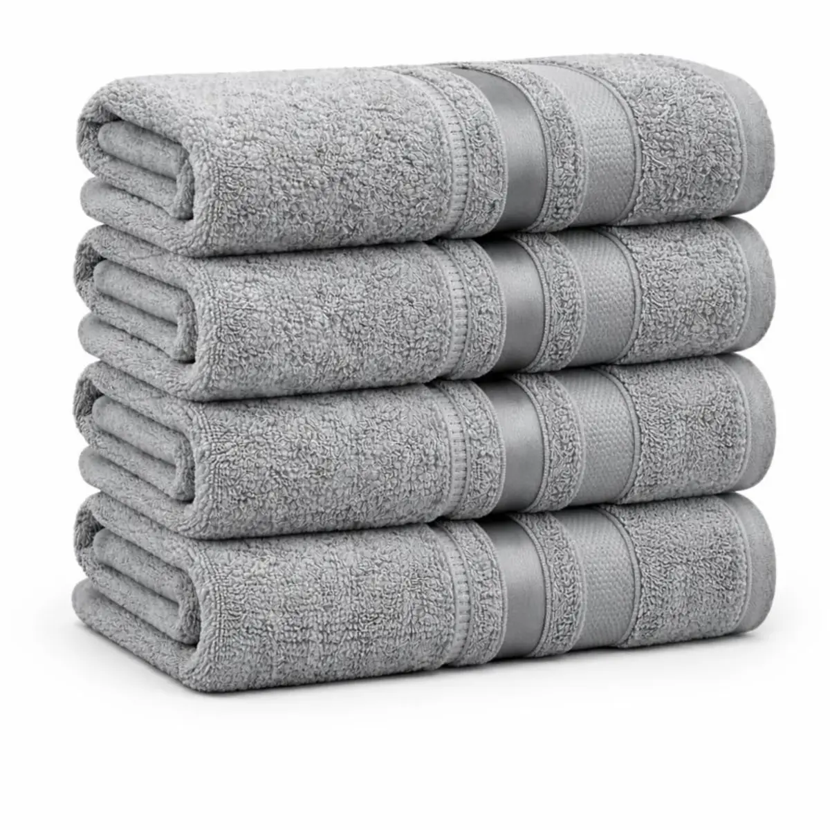 Kit 5 Toalhas de Rosto 45x75cm Macias e Absorventes 100% Algodão Gramatura 326g/m² (Inox)