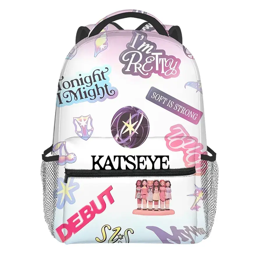 Mochila escolar de luxo popular Kpop Katseye, mochilas para notebook com estampa 3D Oxford à prova d'água para meninos/meninas, mochilas de viagem