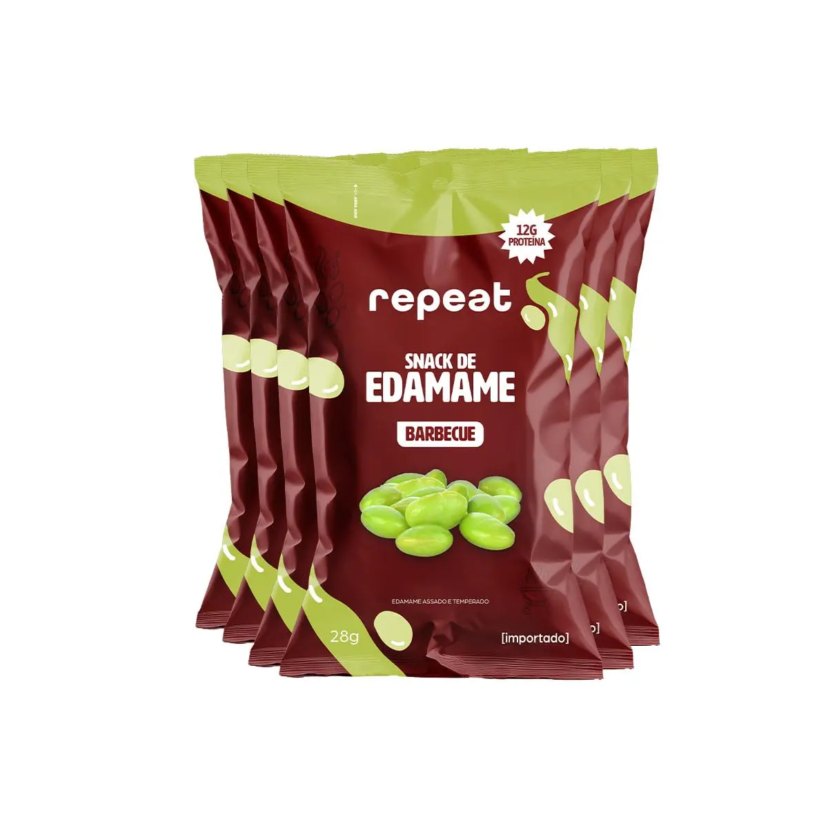 Repeat, Snack de Edamame com 13g de proteína por embalagem de 28g | Kit com 8 unidades | Snack Crocante | Naturalmente Proteico (Barbecue) - 1