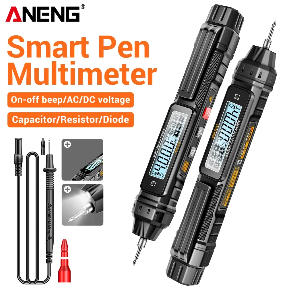 Multímetro Digital Profissional Tipo Caneta ANENG A3005, Mini Medidor de Tensão AC/DC com 4000 Contagens, Testador de Resistência NCV Ohm Diodo
