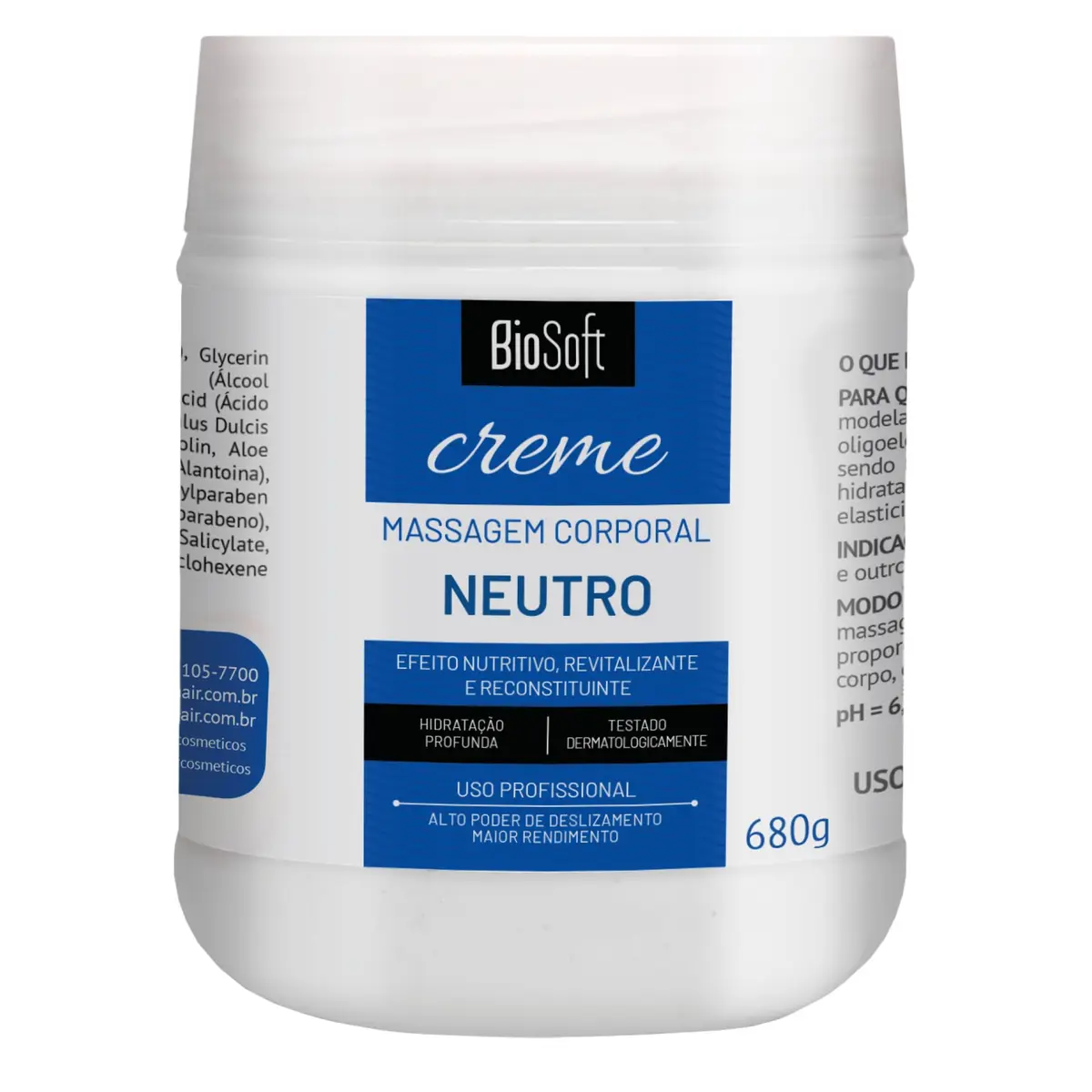 Creme Massagem Corporal Neutro, Branco
