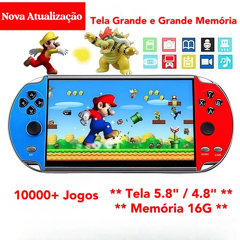 2026 Videogame Portatil Tela 5.8" /4.8" +10000 Jogos Retro 16GB, Console de Mão Memoria Expansivel