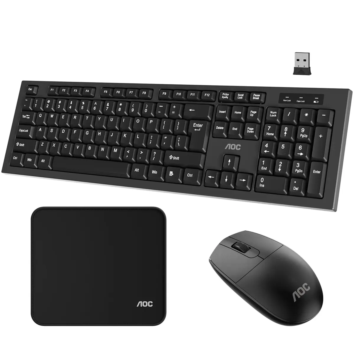Combo de Teclado e Mouse sem Fio AOC KM210, Conexão Sem Fio 2,4 GHz | Design Ergonômico, Leve e Silencioso com Receptor USB Compatível com PC e Mac - 1