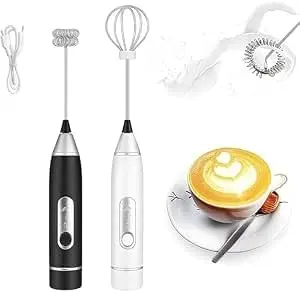Mini Mixer Portátil USB, Espumador de Leite Elétrico | Batedor de Bebidas, Ovos, Café, Cappuccino, Whey | com Haste de Aço Inoxidável 3 Velocidades - 1