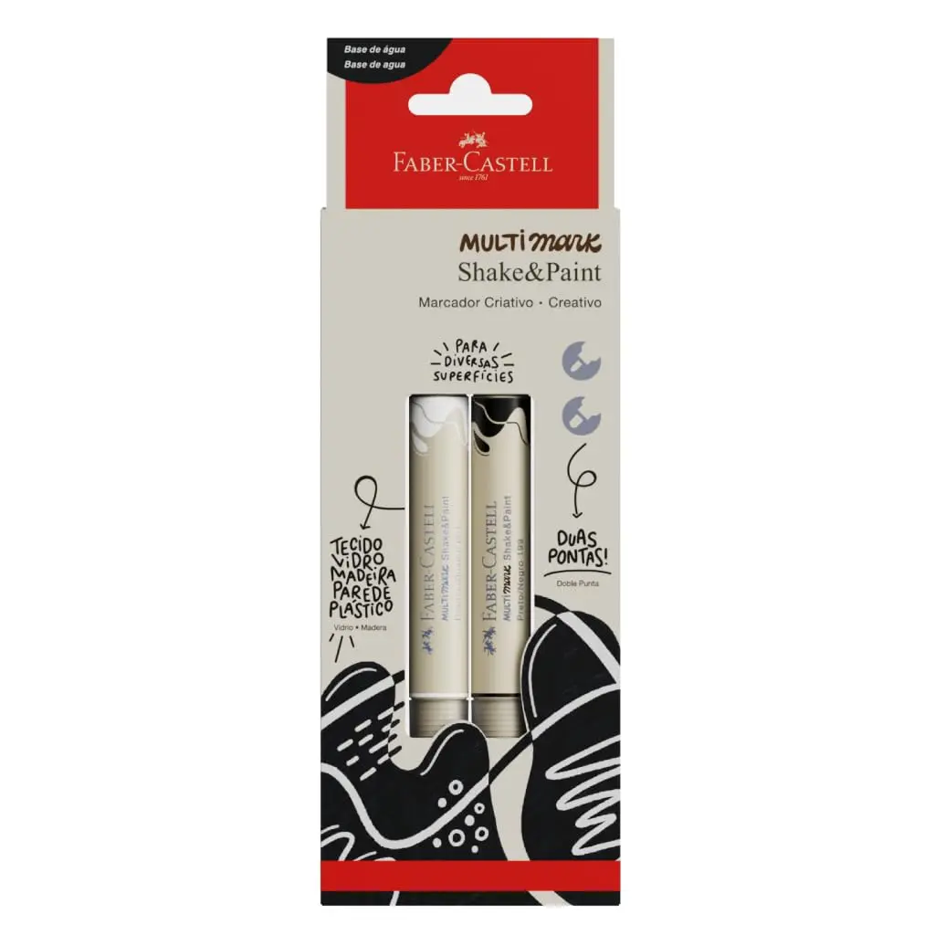 Marcadores MultiMark Multisuperfície Faber-Castell - Preto e Branco, 2 cores