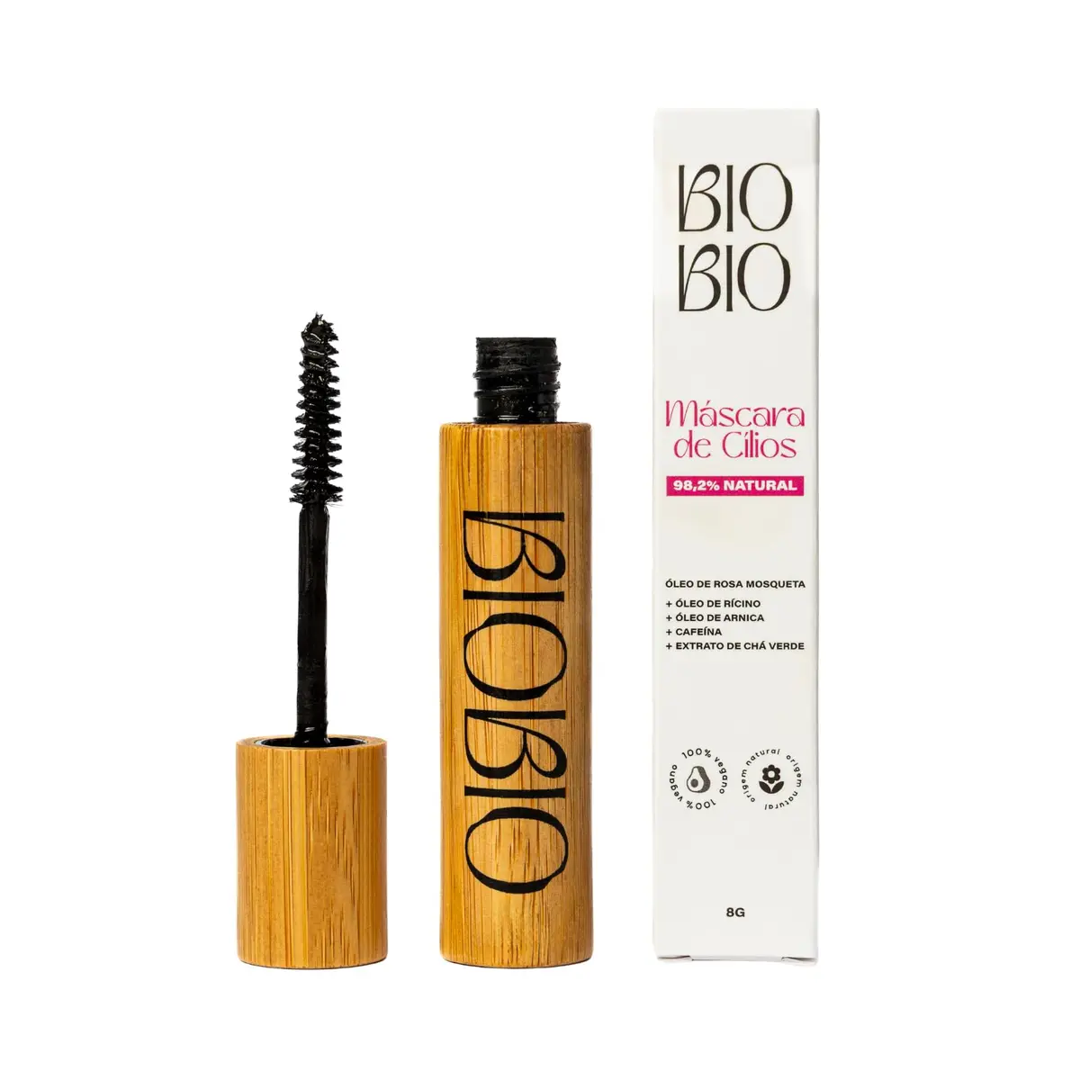 Máscara de cílios natural, BioBio, vegetal a mineral (Rímel), Vegano, 8g | Livre de toxinas, silicones e petrolatos