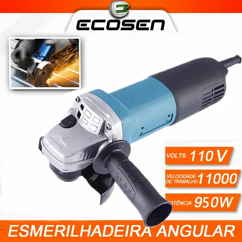 Esmerilhadeira Profissional ECOSEN 115mm 11000RPM, Ideal para Corte de Metal, Pedra e Concreto, 110V ou 220V - 1