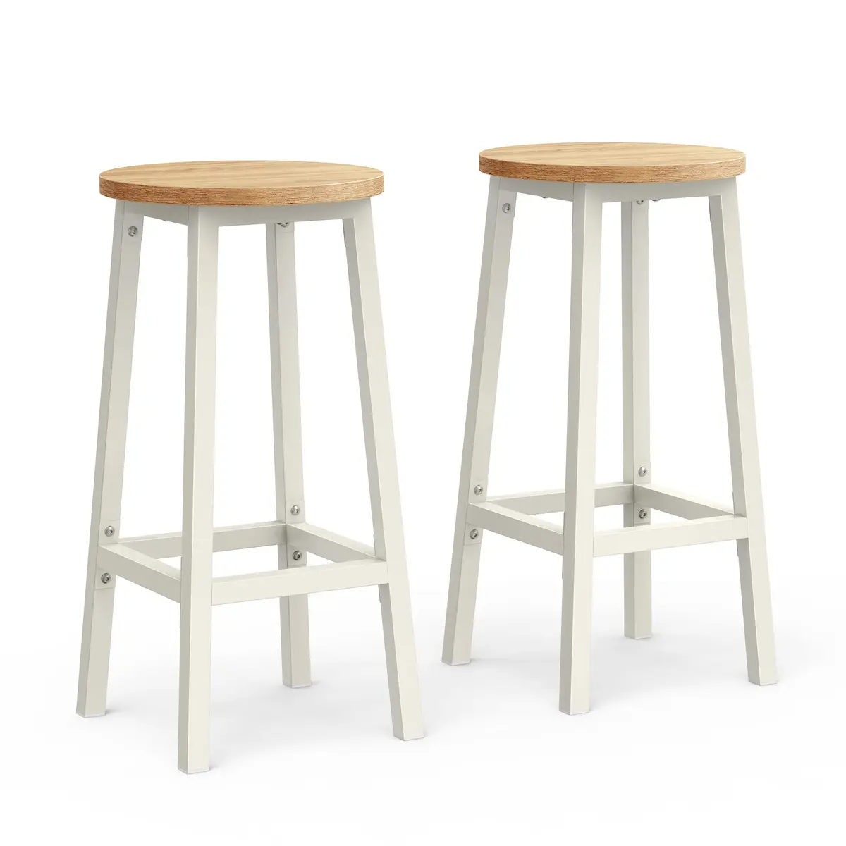 VASAGLE Banquetas de Bar, Conjunto de 2, em Aço, com Apoio para os Pés | Design Moderno Básico, 32 x 32 x 64 cm, para Cozinha e Balcão, Carvalho Amarelo, Coleção BARNET LBC032W09V2