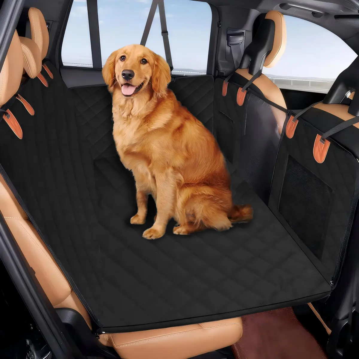 INSMEER Capa Protetora Carro Pet, Proteção 7 em 1 - À Prova D'água, Fundo Rígido, Resistente Ao Desgaste, Lavável À Máquina, Ajuste Universal, Cinto de Segurança e Design de Rede.