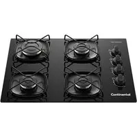 Cooktop 4 Bocas a Gás Continental Mesa de Vidro Preto com Acendimento Automático (KC4GR) - Bivolt