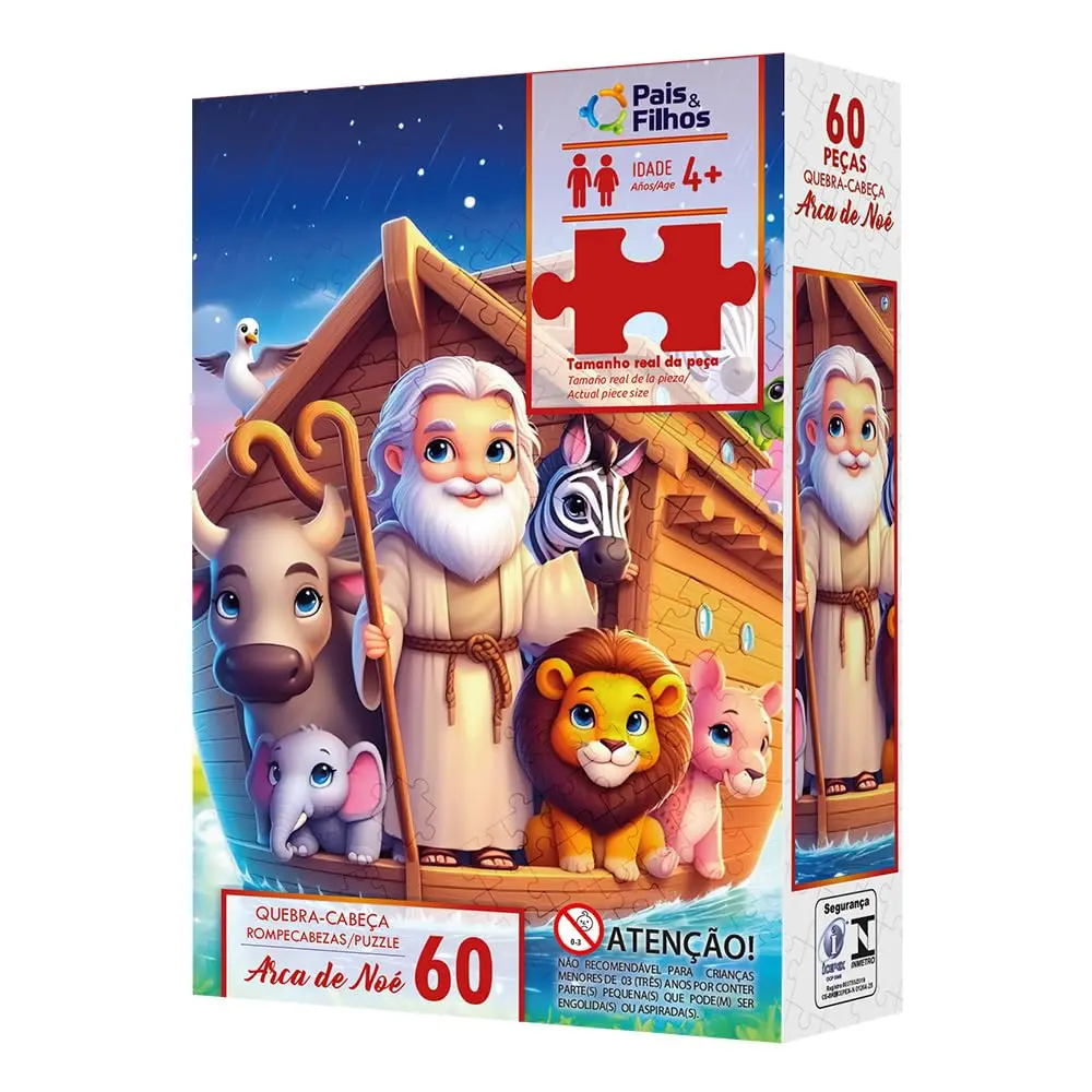 Pais & Filhos Quebra - Cabeça Arca De Noé - 60 Pçs, Sortidas