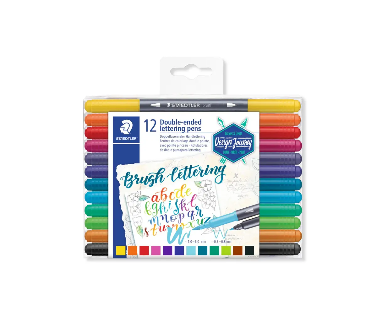 Caneta Ponta Dupla, STAEDTLER, Brush Lettering, 3004 TB12 02.12 Cores