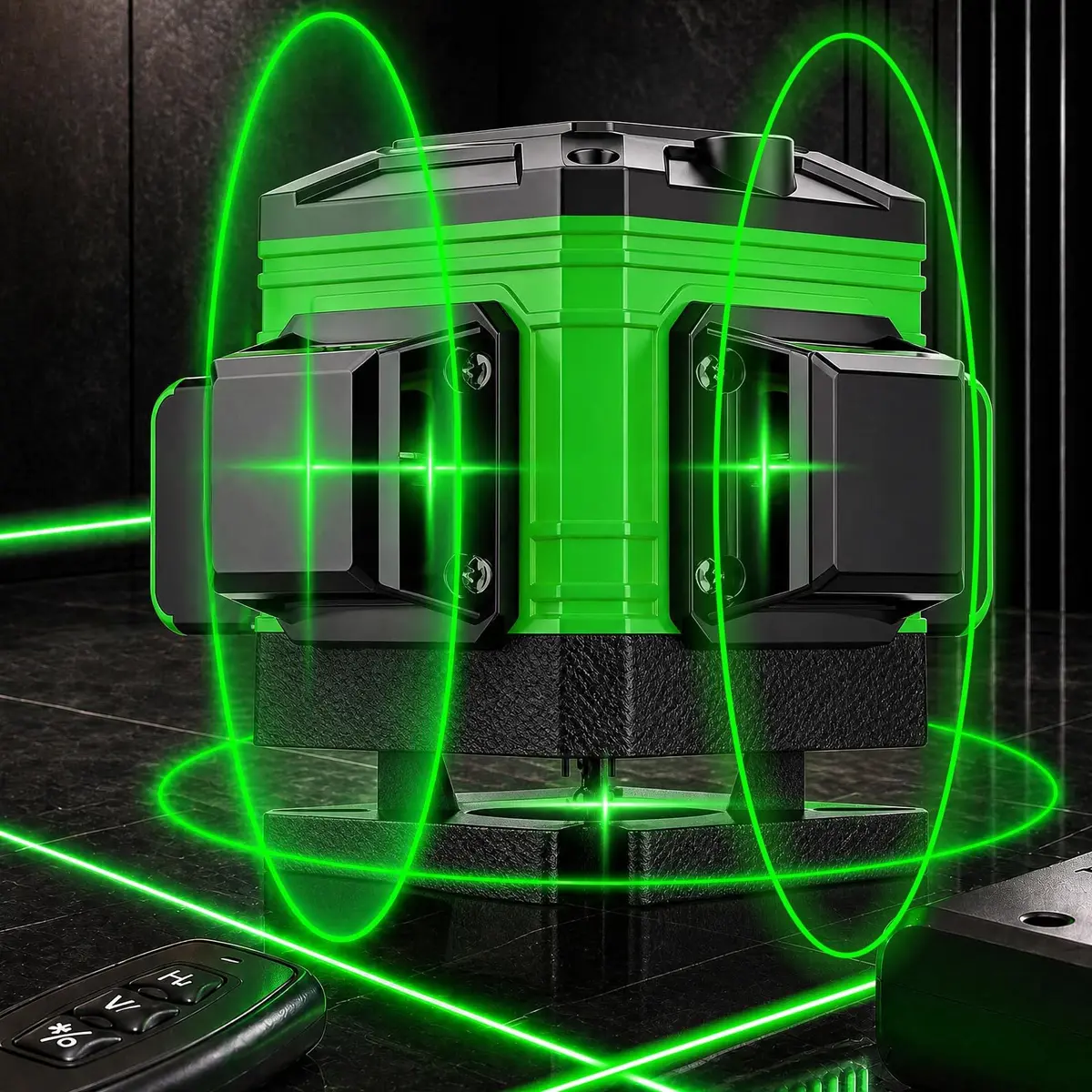 Nivel a Laser 8/12/16 Linhas Verde Autonivelante 360 Graus (12 Linhas) | Nivelador Profissional Cruzado com Controle, Bateria e Carregador Bivolt 110/220V. Ideal para Porcelanato, Gesso e Reformas - 1